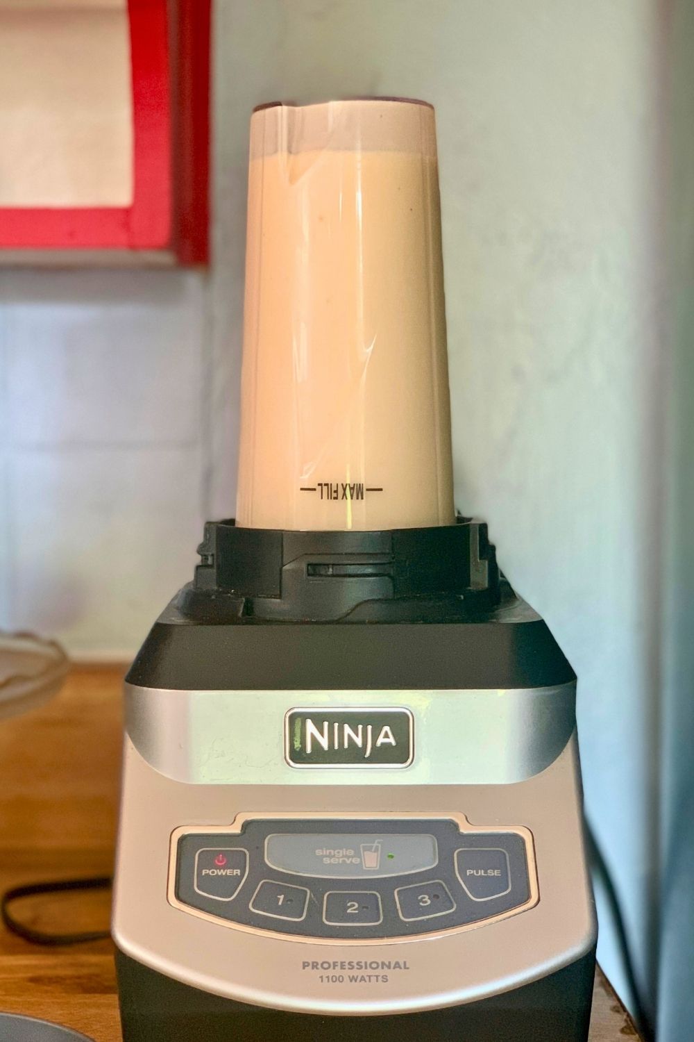 A Ninja blender with a single-serving cup.