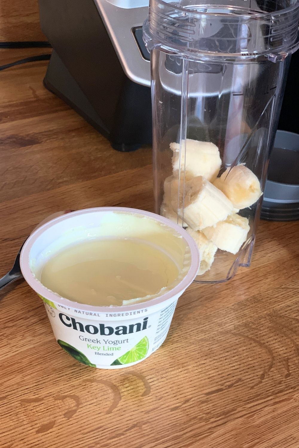 A container of Chobani key lime pie Greek yogurt.