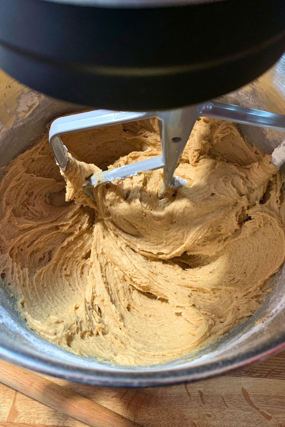 Creamy smooth cookie dough batter.